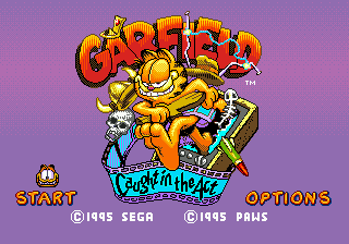 Garfield Caught in the Act title screen for Sega Genesis